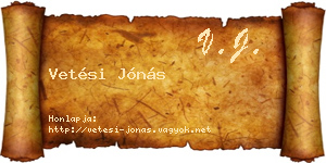 Vetési Jónás névjegykártya